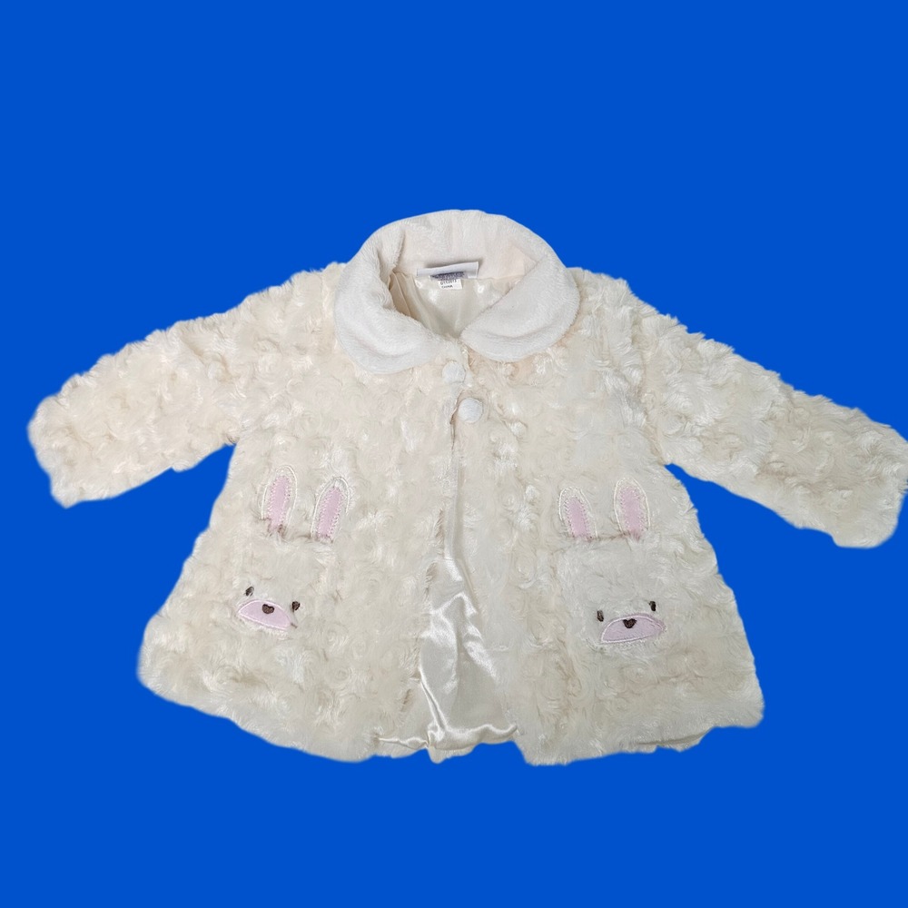 Kyle & Deena Baby Girls Bunny Faux Fur Coat 3-6M Cream Easter Cottagecore